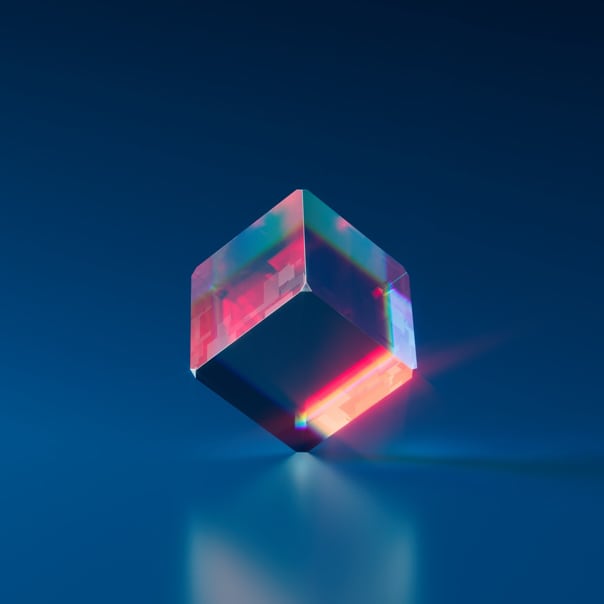 rainbow diamond with blue backgroung